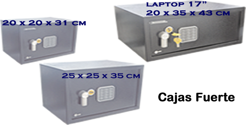 Cajas Fuerte para Hoteles, Restaurantes, etc. Cajas Fuerte para Uso residencial u Hoteles /Ideal para almacenar Joyas, Documentos, Laptop